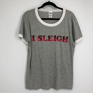 PINK by VS I Sleigh Christmas‎ Tee Large